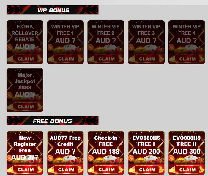 AUD77 Casino bonuses